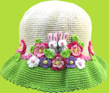 Hand and Heart White Bunnies and Flowers Hat 