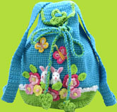 Turquoise Backpack with Bunnies