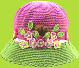Pink Teddy Bears and Flowers Hat 