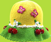 Hand and Heart Yellow Cherries and Butterflies Hat