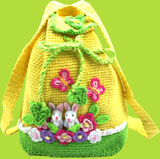 Hand and Heart Yellow Backpack with Bunnies 