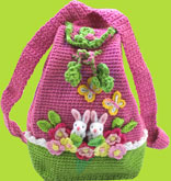 Hand and Heart Pink Bunnies and Flowers Backpack 