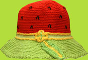 Hand & Heart Strawberry Hand Crocheted Hat w/Brim 
