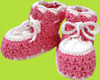 Hand and Heart Pink and White Hand Crocheted Booties