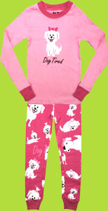 Lazy One Pink Dog-On Cute PJ Set for Girls