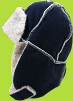 Navy Faux Suede Aviator Style Cap