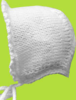 White Hand Knit Bonnet with Crochet Trim