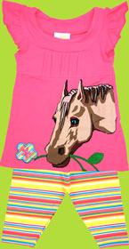 CR Kids Fuschia Horse Pin Tuck Tunic