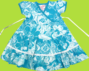 CR Kids Turquoise and White Floral Tiered Dress