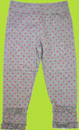 CR Kids Heather Grey Ruched Cotton Leggings with Fuchsia Polka Dots
