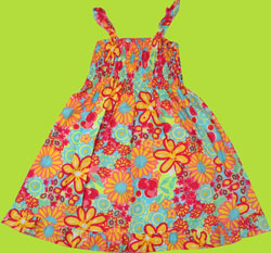 CR Kids Multi Floral Flutter Dress w/Smocked Top 