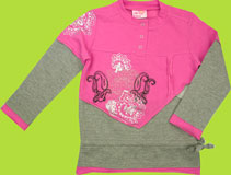 CR KIDS Children's Fuchsia and Gray Tunic Top w/Silver and Black Paisley Print