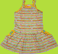 CR Kids Yellow Striped Sun Dress with Flowers and Colorful Cats