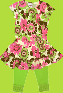 CR Kids Cream Floral Print Drop Waist Dress