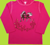 Fuchsia Long Sleeve Hoodie w/Horse Motif