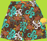 CR Kids Plaid Fish Hibiscus Turlte Swim Trunks