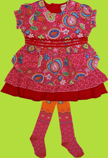 Me Too "Ninna" Mini Cord Short Sleeve Dress and "Neja" Mini Pantyhose 