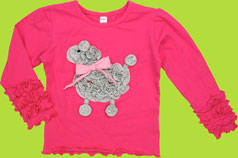Mulberribush Love U Lots Fuchsia Silver Ruffle Poodle Tee 