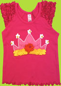 Love U Lots Crown Applique Top w/Flower Trim 