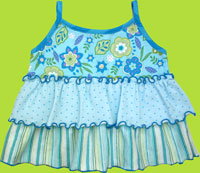 Love U Lots Aqua Floral, Dot and Stripe 3 Tiered Top