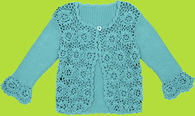 Rabbit Moon Girls Teal Felicity Crocheted Shrug